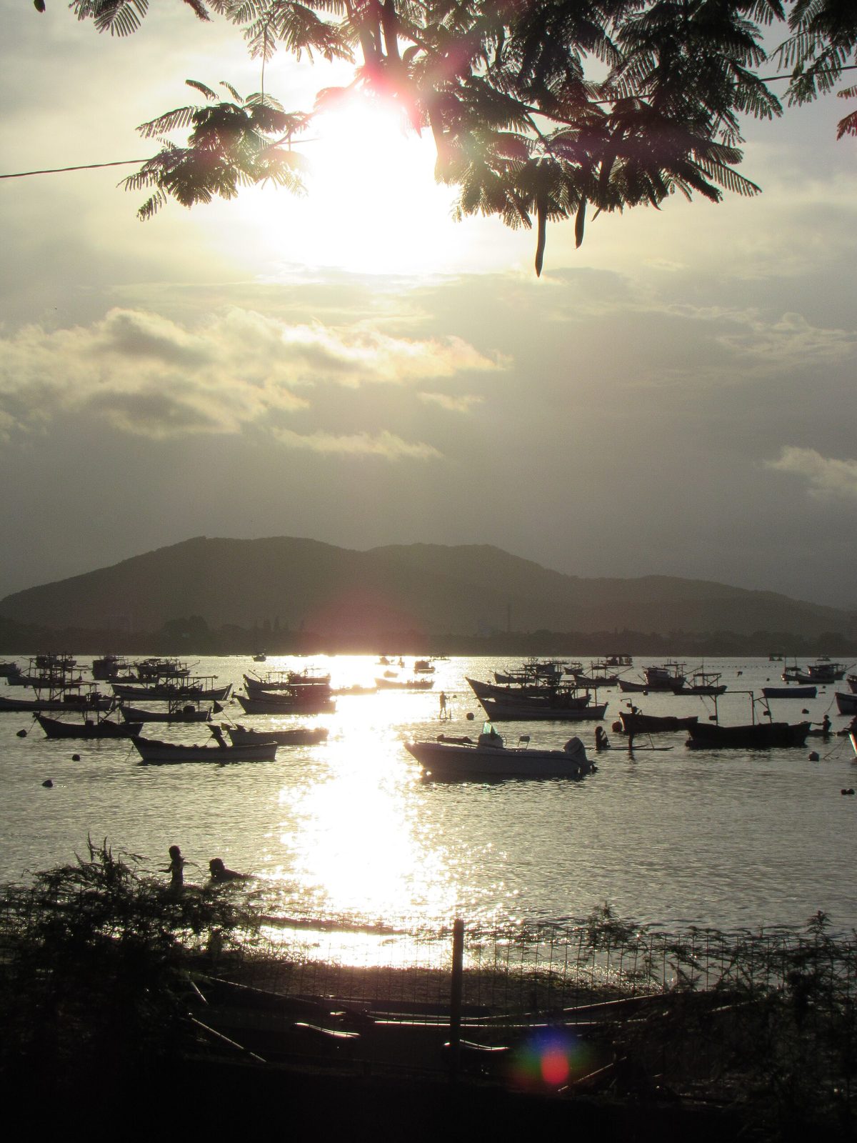 Fim de tarde com barcos na enseada de Penha SC